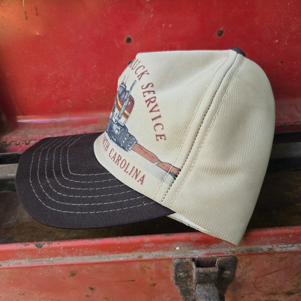 VTG Southern Truck Service Hat Brown Tan Mens OSFM Snapback Charlotte NC Graphic